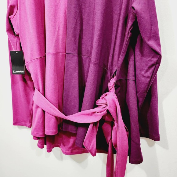 ELOQUII Colorblock Wrap Top Purple Fuchsia Stretch Knit NWT Womens Size Plus 24W - Picture 10 of 11